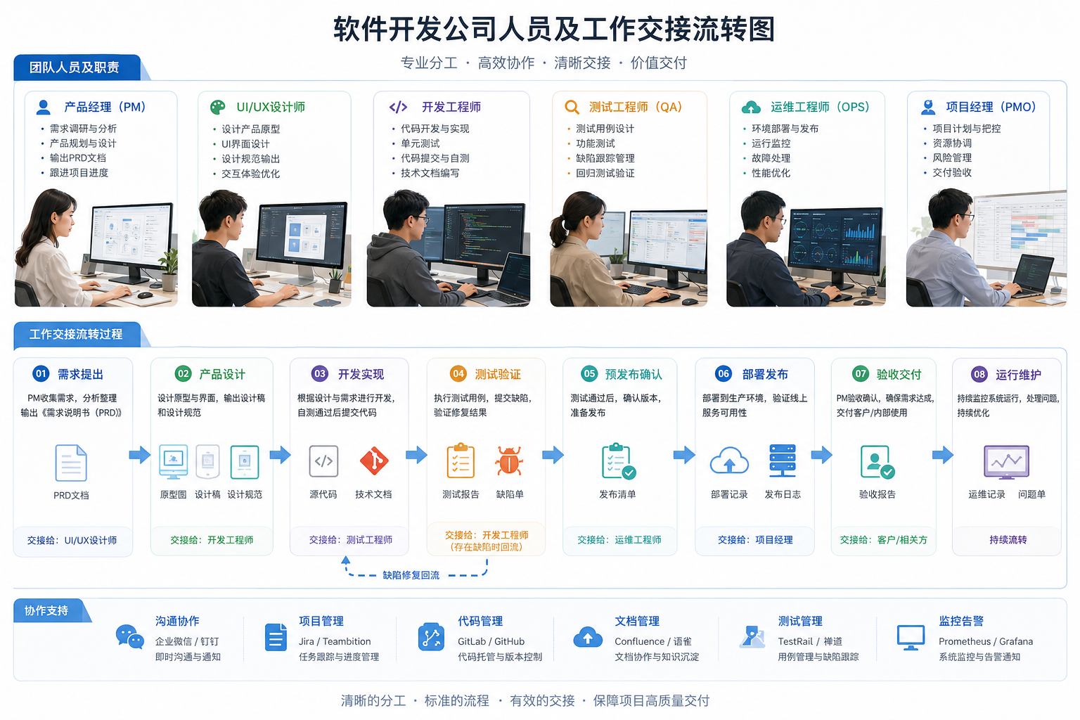 软件开发公司流转交接过程示意图
